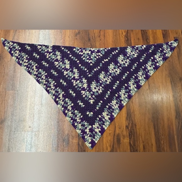 Accessories - Handmade Crochet triangle Granny Scarf Shawl | Purple Multi Cozy Wrap